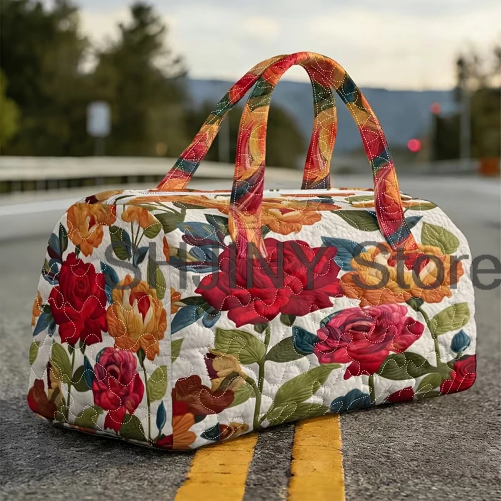 

Сумка-даффл с тропическим цветочным принтом плюмерии, стеганая, для путешествий на природу, дорожная сумка для женщин и мужчин, сумка для поездок на выходные