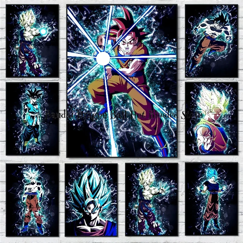 

Hot-blooded Dragon Ball Anime Figures Super Saiyan Goku HD Art Poster Picture Modern Living Room Decoration Paintings Kids Gift