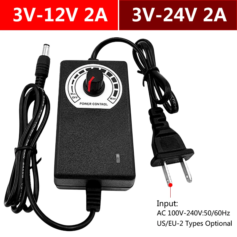 

AC 100-240V EU US Plug Adjustable Power Adapter 3V-12V 3V-24V 2A Various Voltage DC Source For Electronic Product Power Supply
