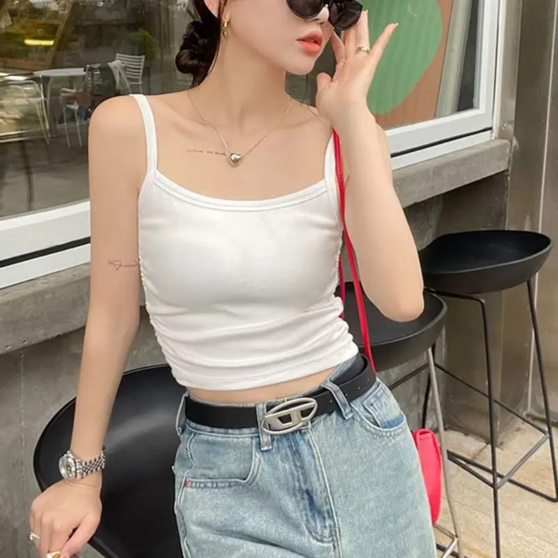 Leibchen Frauen Süße Raffen Casual Kulturen Alle-spiel Y2k Ärmel Harajuku College Urlaub Koreanische Mode Chic Sommer Hotsweet