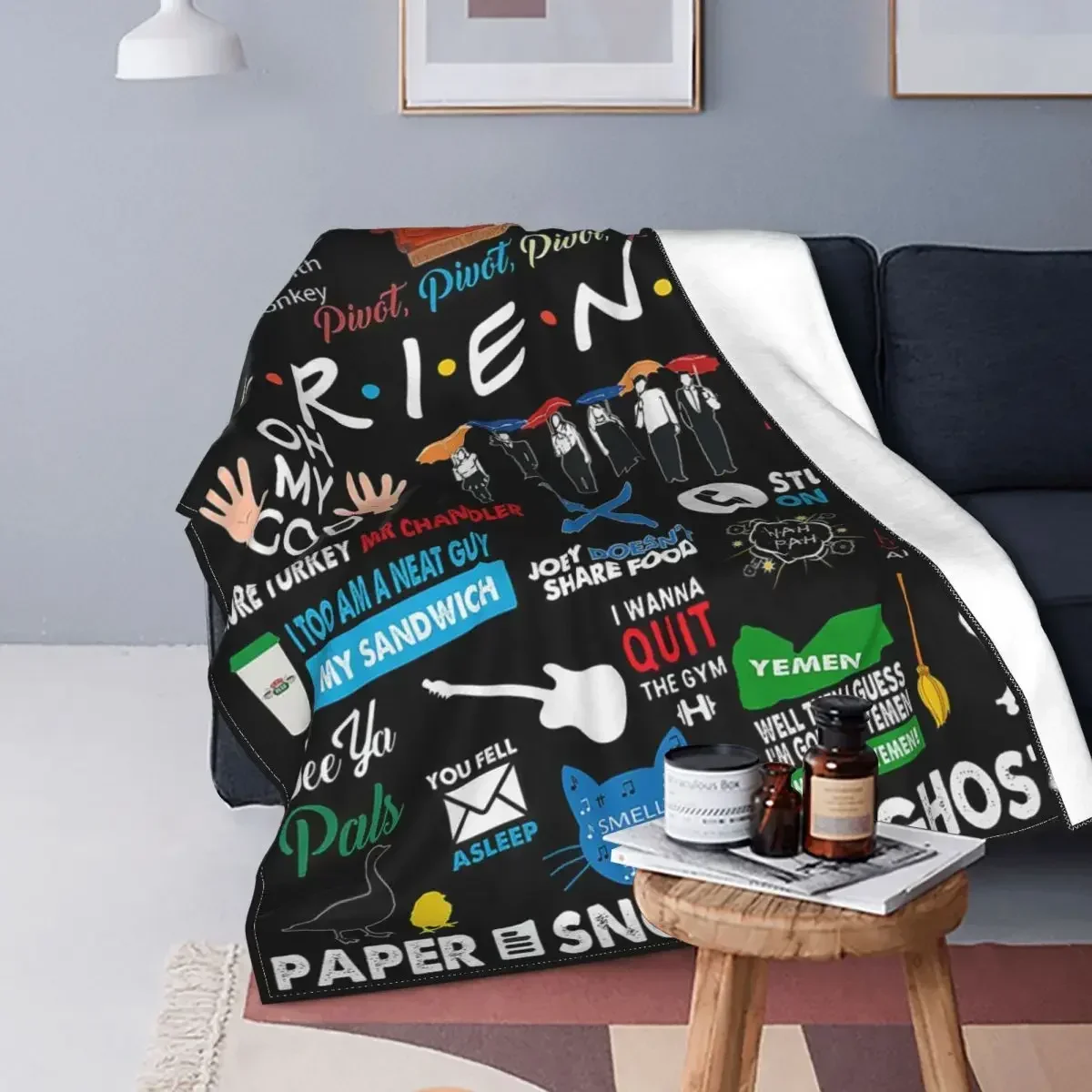 

Friends TV Series Collage Flannel Throws Bedding Office Blanket Perk Central Portable Lightweight