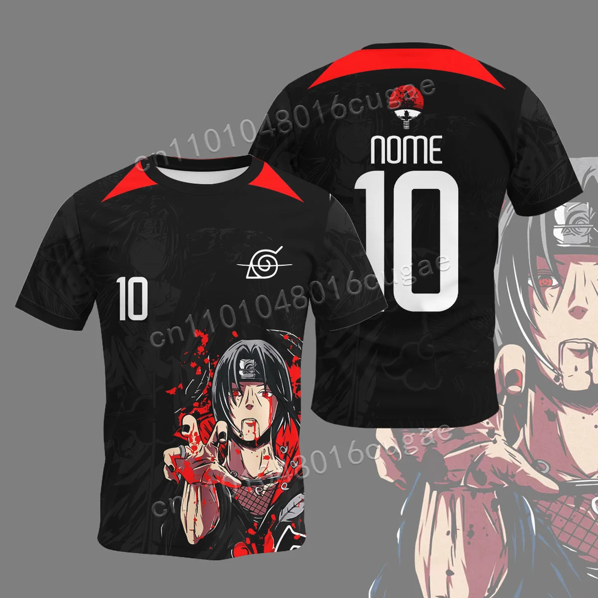 

MINISO Naruto Uchiha Itachi Jersey Anime Short Sleeve Sports T-Shirt Unisex Japanese Classic Anime Tee Kid Jersey Kit