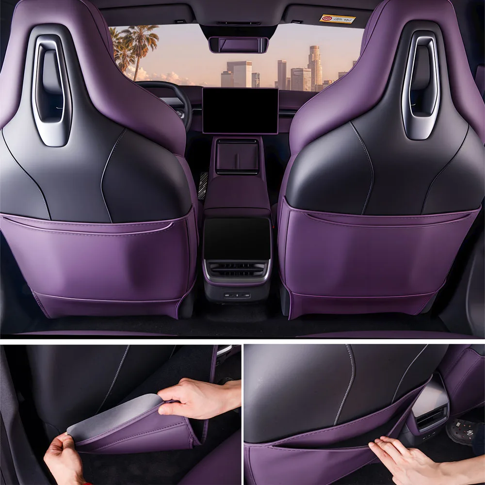 ل جديد Xpeng P7 2025 المقعد الخلفي مكافحة ركلة الوسادة تعديل الداخلية اكسسوارات الجلود وسادة واقية لصندوق مسند الذراع الخلفي #5