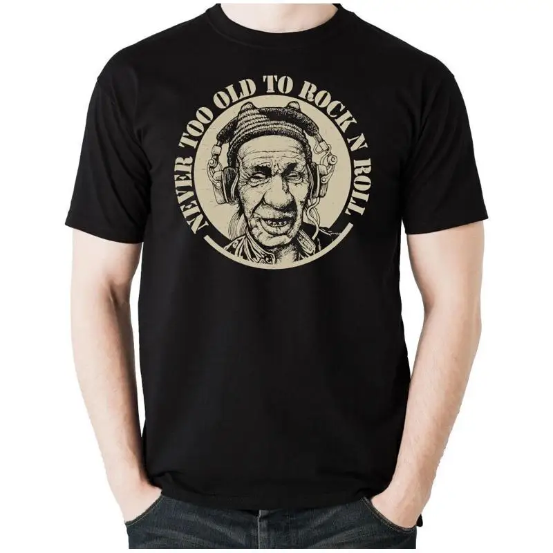 

Футболка Rock Roll Never Too Old To Mens Funny Fathers Day Birthday 40th 50th