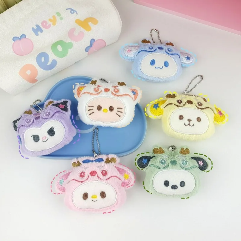 

Cartoon Sanrio Hollo Kitty Cinnamoroll My Melody Kuromi Plush Doll Keychain Bag Pendant Kawaii Pochacco Pom Pom Purin Anime Toys