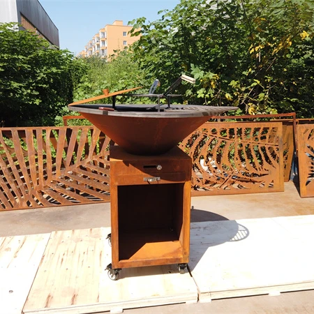 Outdoor Cooking Corten Steel Bbq Grill Pit Charcoal Wood Burning Fired Barbecue Table