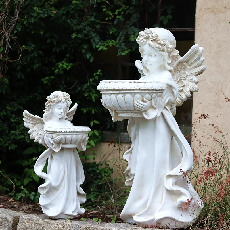 Angel Sculpture for Garden Resin Outdoor Figurine, Retro Garden Statue, Creative Landscape Decor for Patio or Lawn Display