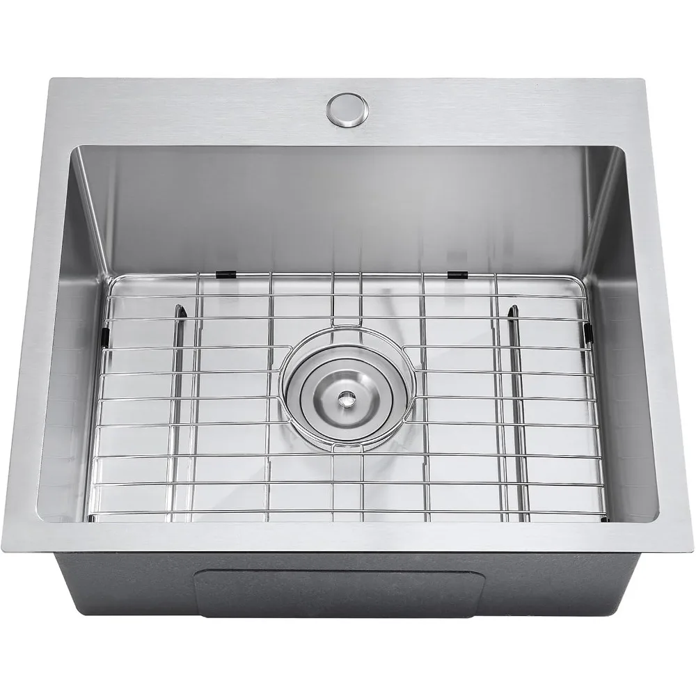 

20-дюймовая кухонная барная раковина с матовым покрытием, кухонная раковина TSIBOMU из нержавеющей стали 304 с одной чашей и верхним креплением с решеткой, D20 x W