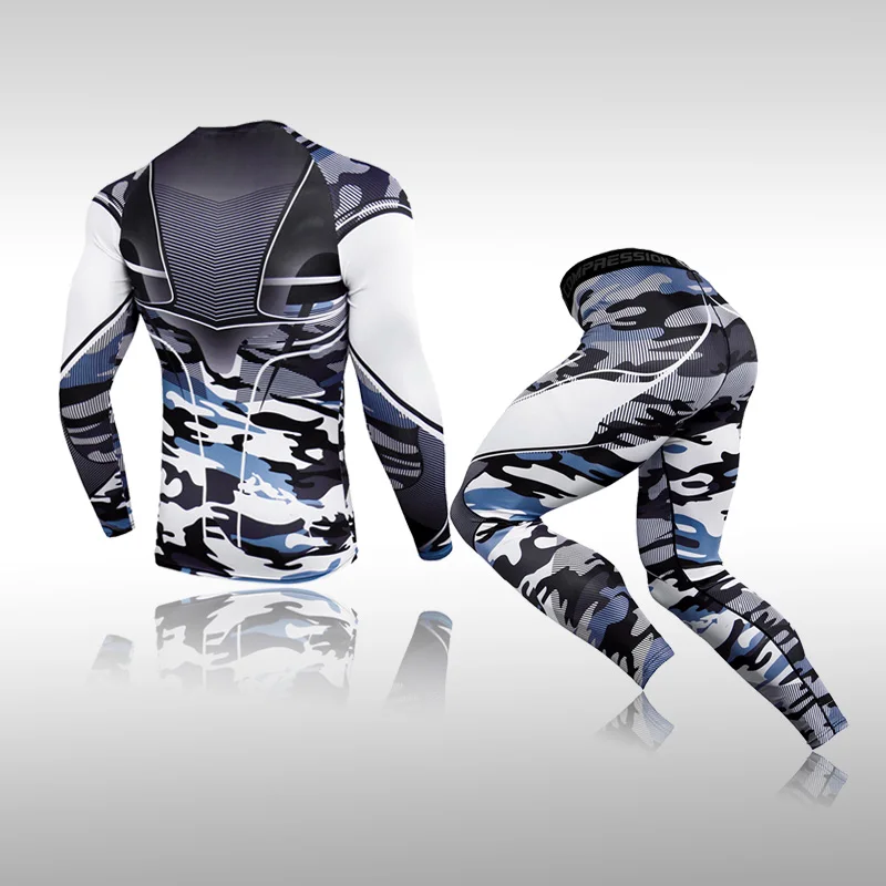 Man Compression Sports Suit Quick drying Perspiration Fitness Training MMA Kit rashguard Male Sportswear Jogging Running Clothes