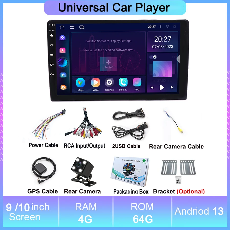 Android 13 Universal Car Radio Stereo Multimedia Video Player 9 10 Inch Navigation GPS Wireless Carplay DSP For Toyota Honda