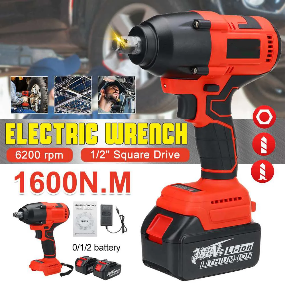 

1000N.m High Torque Brushless Electric Impact Wrench Screwdriver 1/2 Socket Cordless Wrench Power Tools for Makita 18V Battery