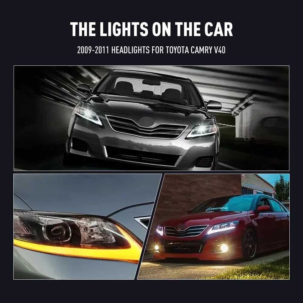

2PCs Car Styling Head Lamp for Toyota Camry 2009-2011 LED Headlight DRL Daytime Running Lights Signal Lamps Auto Accessories