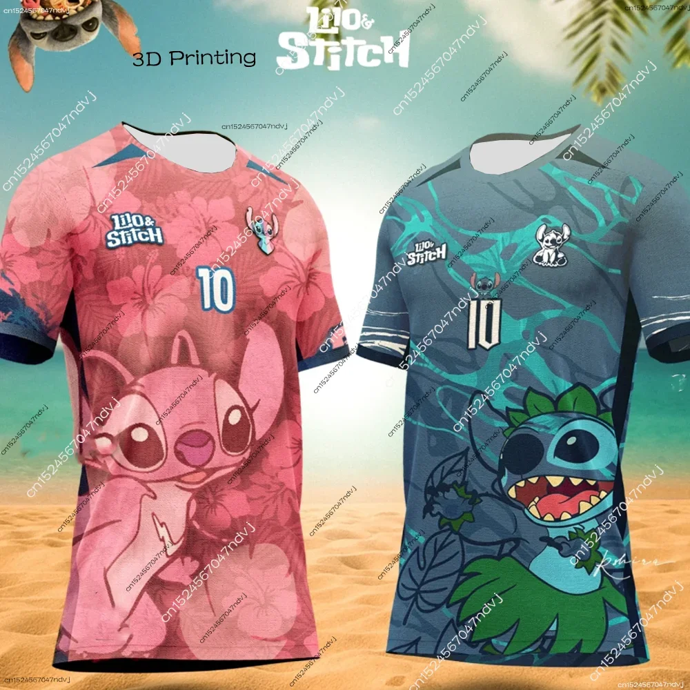 

Disney Stitch/Angel Cartoon Children's T-shirts Football Jersey T-shirts Summer Sports Parent-child Couple Adult Sports T-shirts