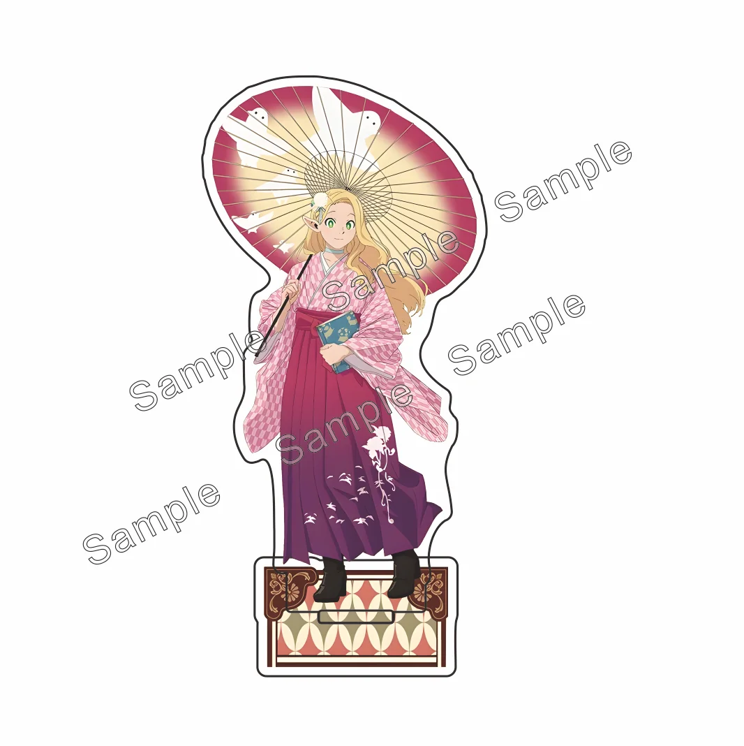 Delicious in Dungeon Marcille Anime Character Keychain Kimono Style Acrylic Stand Desktop Ornament Collectible Gift for Fans