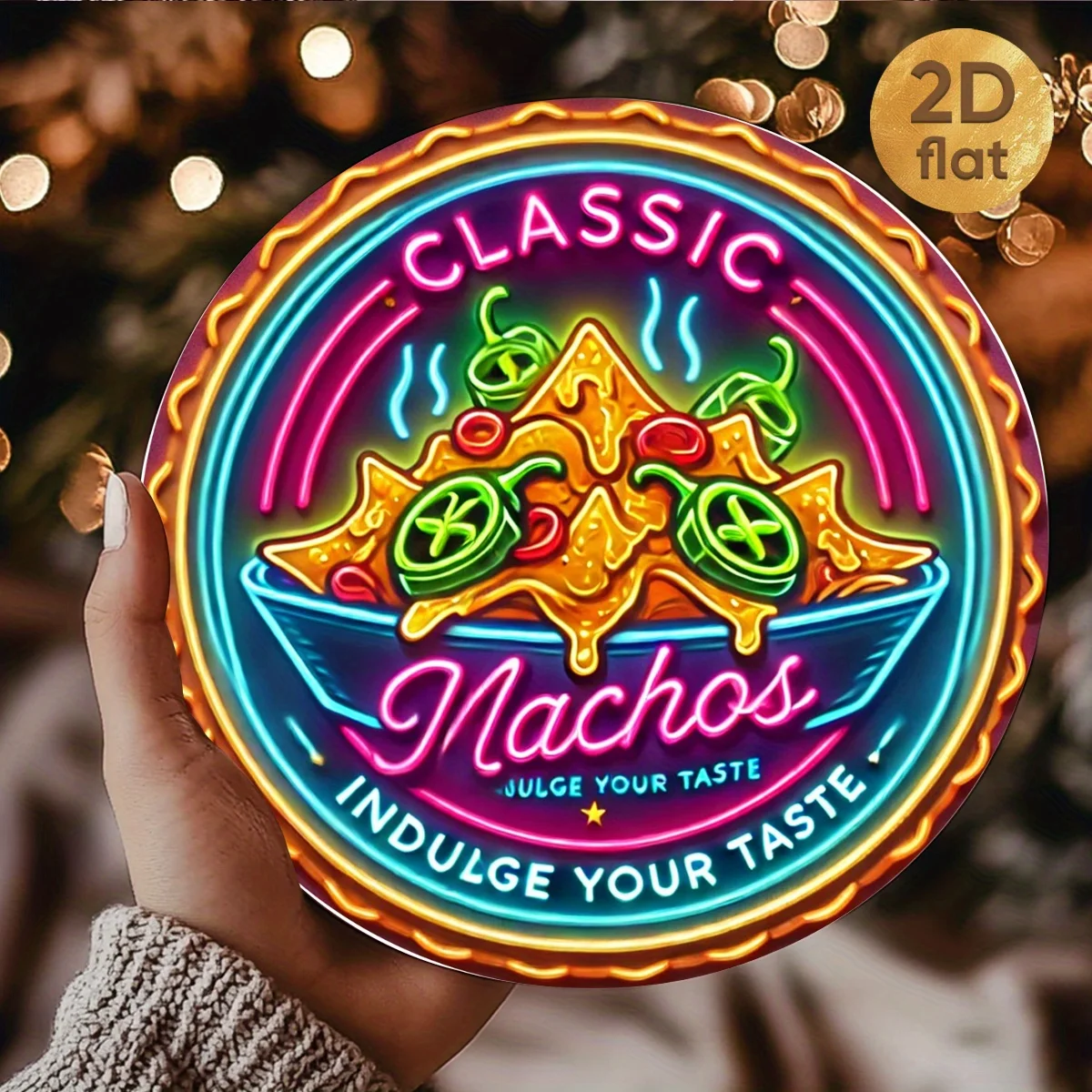 2D Metal Sign 20x20 cm Flat Iron Wall Decor Classic Cornflake Neon Style Round Vintage Snack Art Eat Enjoy Kitchen Bar Home Deco