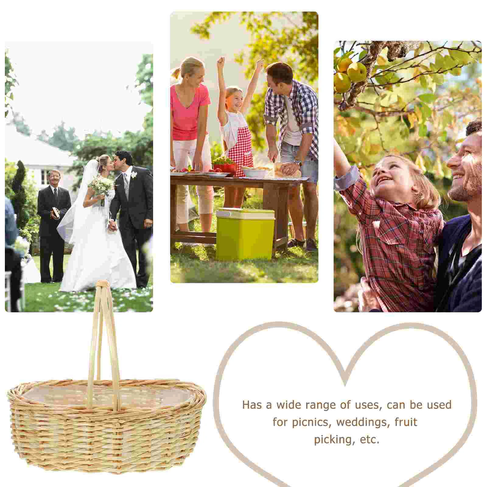 Portable Wicker Flower Basket Wear-resistant Fruit Woven With Handle Storage Baskets Decor Convenient Rattan Picnic