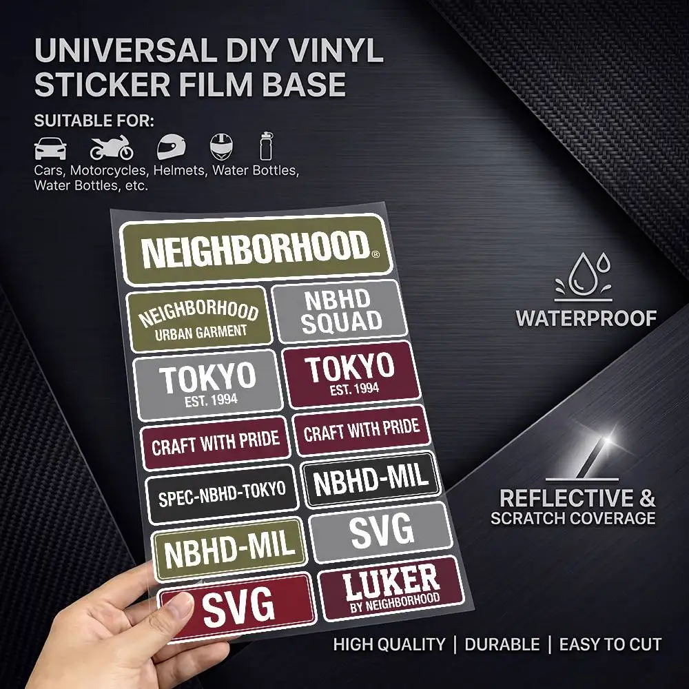 N-NEIGHBORHOOD High Visibility Reflective Waterproof Decal Scratch Hide Sticker Fit Car Motorcycle Helmet Refrigerator