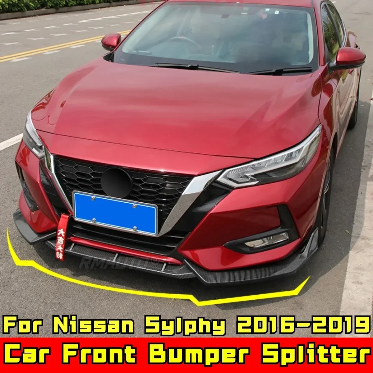 Sylphy Front Bumper Lip Matte Black Sport Style Front Bumper Splitter Body Kit For Nissan Sylphy 2016-2019 Car Accessories