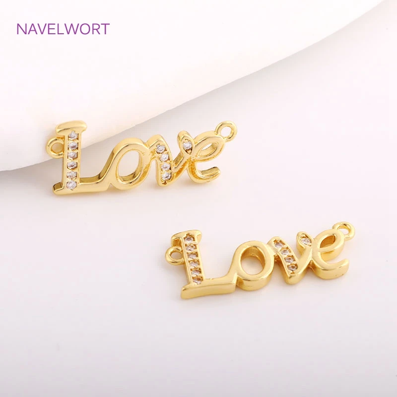 

Trendy LOVE Pendant For Jewelry Making,14K Gold Plated Inlaid Zircon Letter Connectors DIY Necklace Making Parts