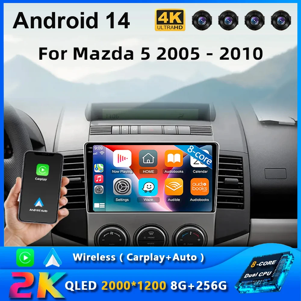 

Автомобильная магнитола на Android 14 для MAZDA 5 2005 2006 2007-2008, мультимедийный плеер с навигацией, стерео, Wi-Fi + головное устройство с видеопроигрывателем 4G