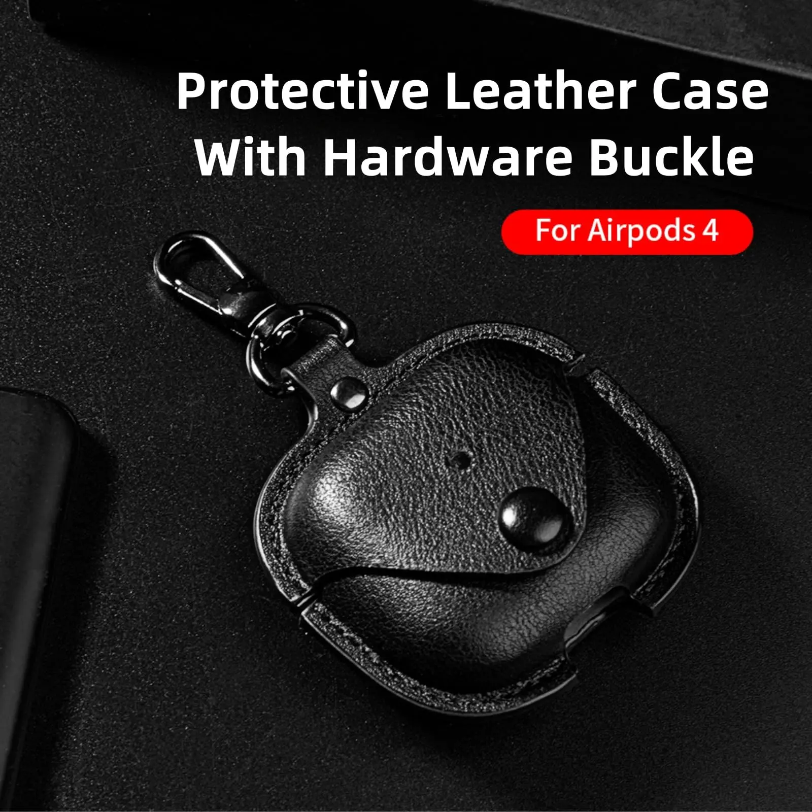 2024 кожаный защитный чехол для беспроводных наушников AirPods 4, чехол для AirPods 4-го поколения с пряжкой для ключей, чехол с защитой от падения