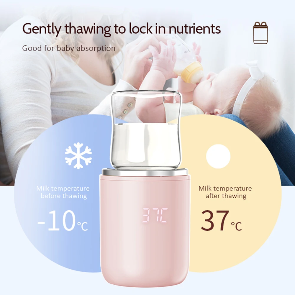 Portable Baby Bottle Warmer All-In-One USB Rechargeable Heater Wireless Milk Heater Sterilizer with Circular Night Light