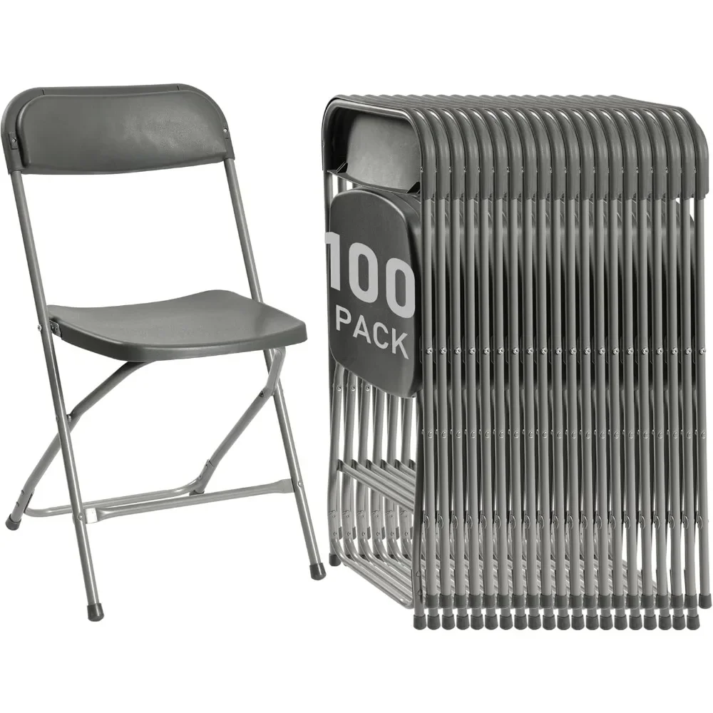 

100 Pack Plastic Folding Chairs – Portable Stackable Commercial Seats with Steel Frame, for Home, Office & Wedding