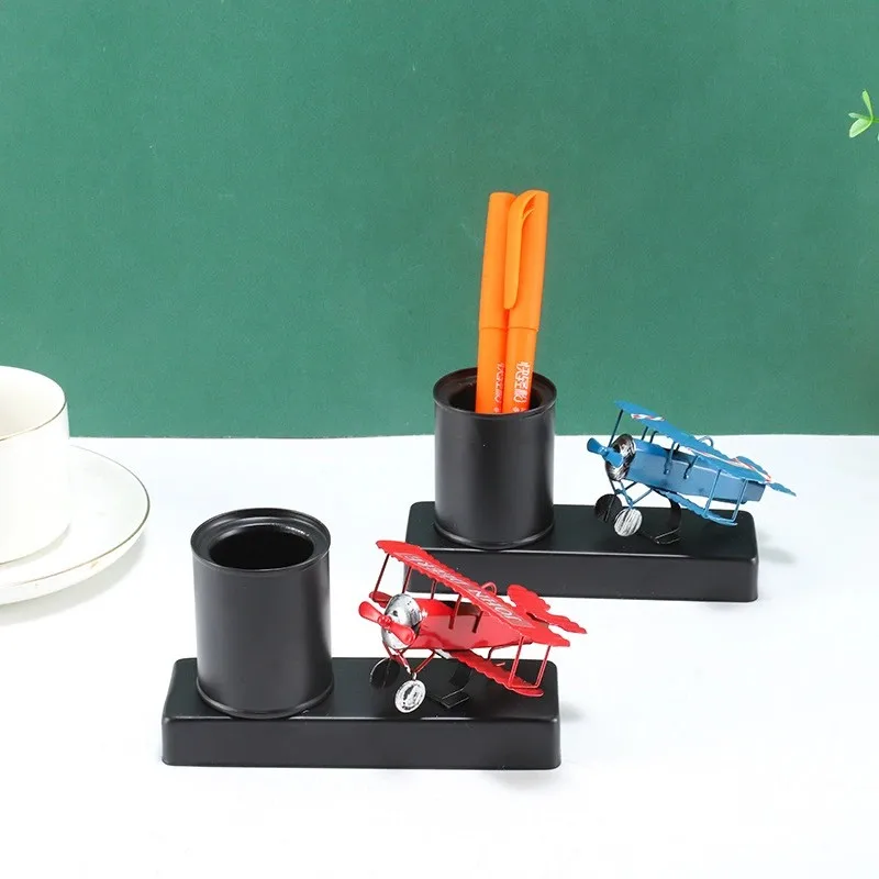 

Creative Airplane Model Pen Holder Fashion Home Desktop Decoration Item Storage Bucket Box Children's Toy Storage Collection