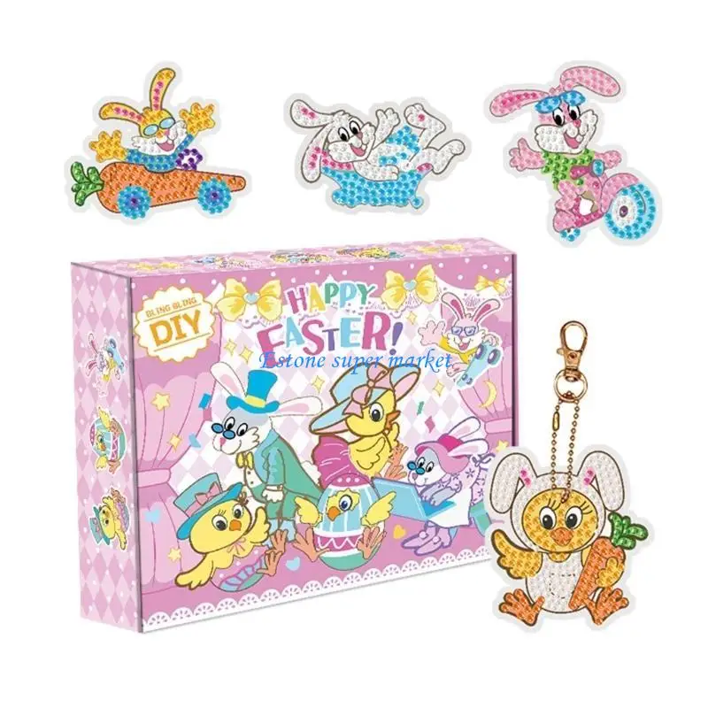 090B Easter Rhinestones Sticker Rhinestones Sticker Keychain Easter Toy DIY Keych
