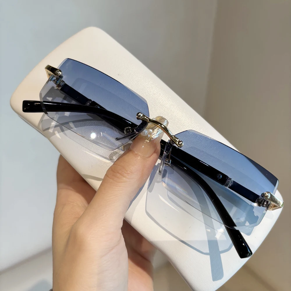 

Ocean colored frameless fashion glasses for men and women, casual, ultra light, high-quality sunglasses