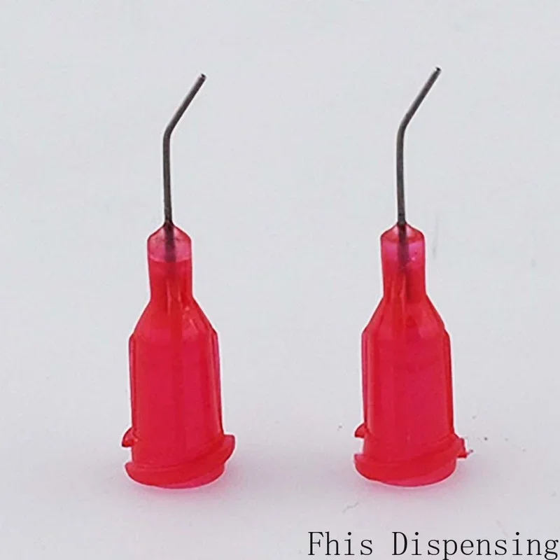 Embouts émoussés de Distribution en acier inoxydable 100, aiguilles de Distribution coudées de 25G à 45 degrés