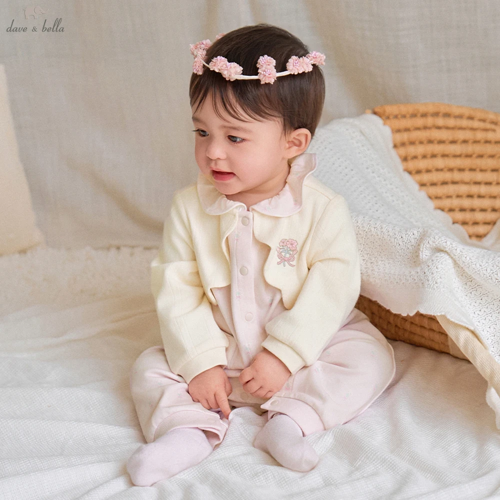 Dave Bella Girls Jumpsuit Newborn Clothes Autumn Spring Baby Romper Creeper Cute Sweet Cotton Outdoor Clothes DB3263115