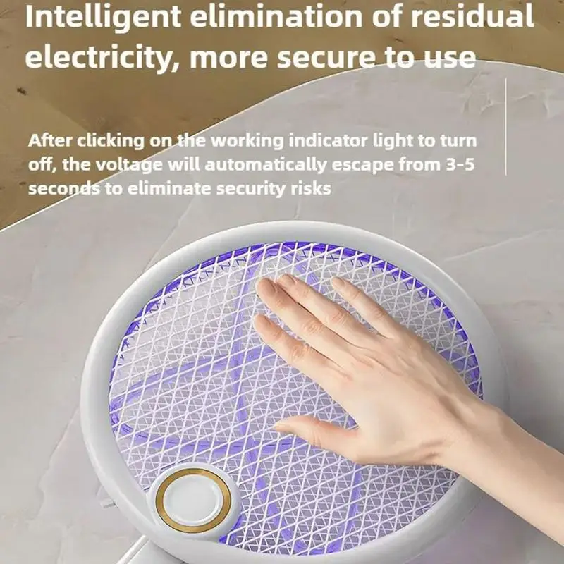 Electric Fly Swatter Racket Folding Fly Trap Light Portable USB Rechargeable Gnat Swatter For Home Camping Commercial Patio