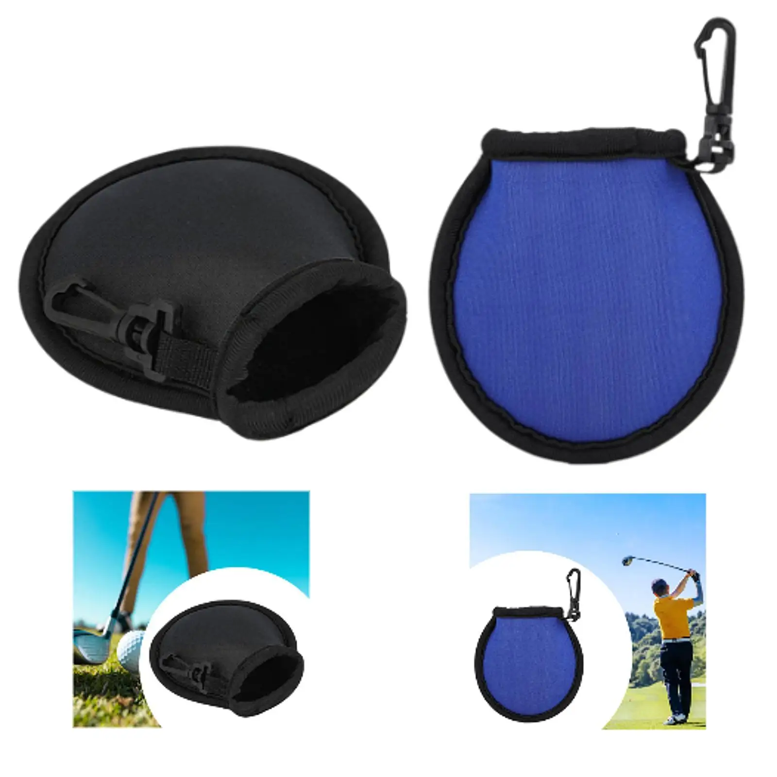 

Golf Ball Cleaner 10x10cm Neoprene Storage Fleece Lined Cleaning Tool Portable Pocket Holder for Golf Course Exercise for Adults