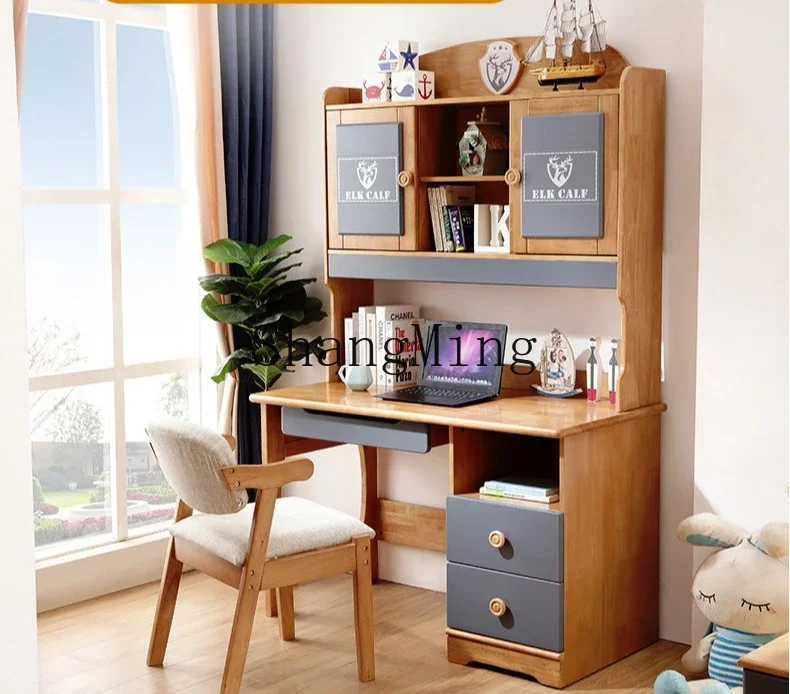CL  simple all-solid wood desk bookcase integrated writing learning computer desk learning storage