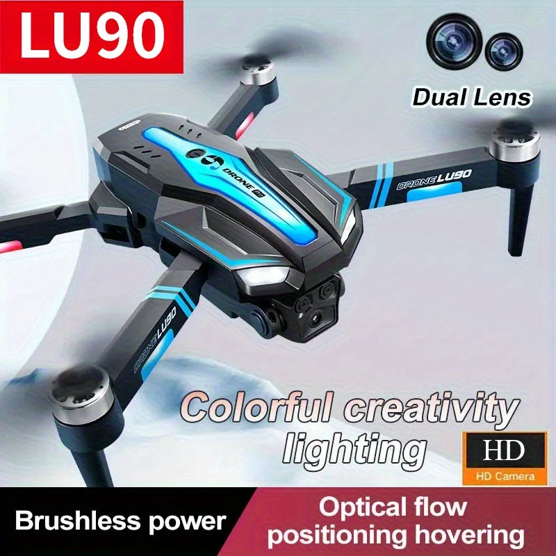 LU90 Drone | HD Adjustable Dual Camera Brushless Motor | Headless Mode 2.4GHz Anti-Interference WiFi APK System Festival Gift