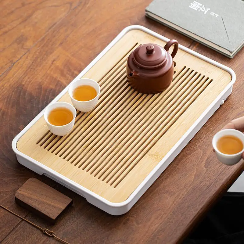 صينية شاي عصرية بسيطة للمكتب مع صحن تصريف، للاستخدام المنزلي، فاخرة وصغيرة الحجم، لتخزين الماء، طاولة شاي، طقم شاي قونغفو، صي... #1