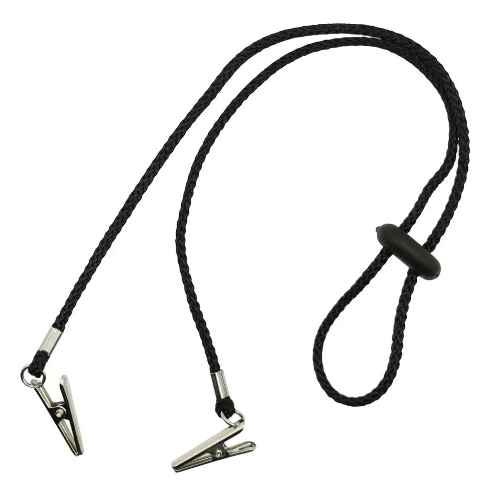 Adjustable Napkin Cord Strap for Eating Spill Protection Bib Clips Flexible Lanyard for Adults Children