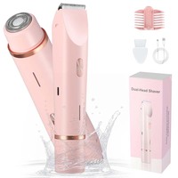 Women Electric Razors 2 in 1 Dual-Head Painless Bikini Trimmer Wet Dry Use for Ladies Electric Shaver