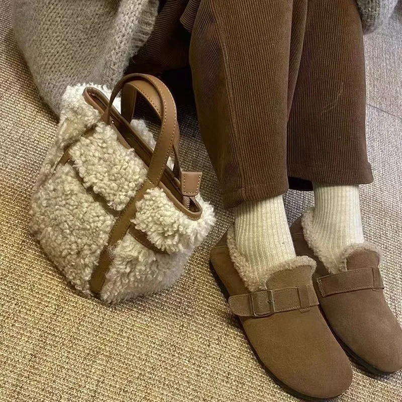 New Small Plush Fabric Women's Shoulder Crossbody Bag Small Fashion Lambs Wool Fluffy Fur Winter Female Bag Designer Handbags
