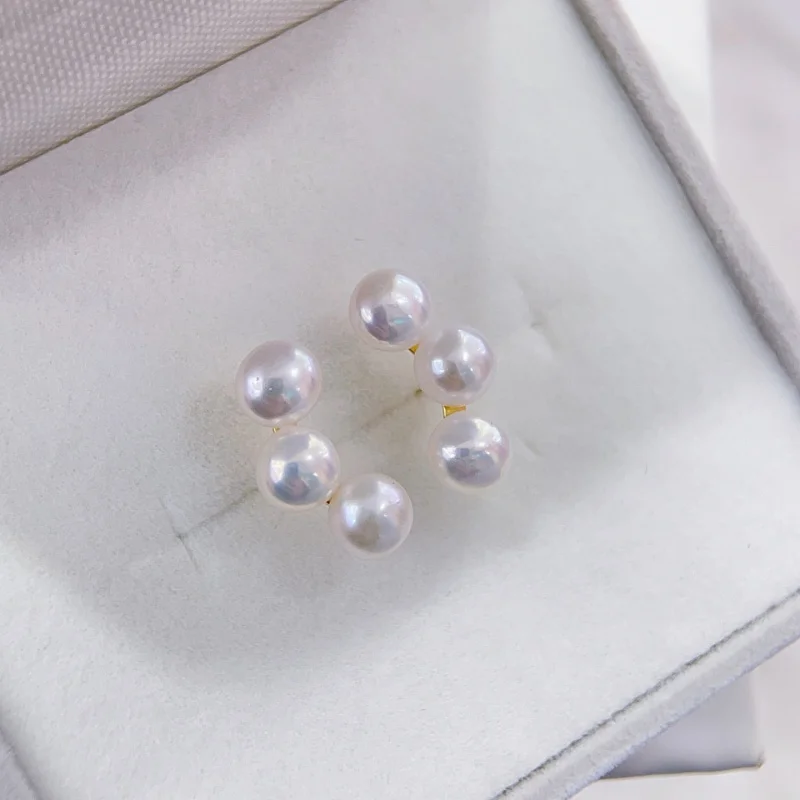 

SGARIT Certificated 925 Silver Natural Pearl Earrings Pearl Ear Studs Women's Popular Fashion Elegant Jewelry