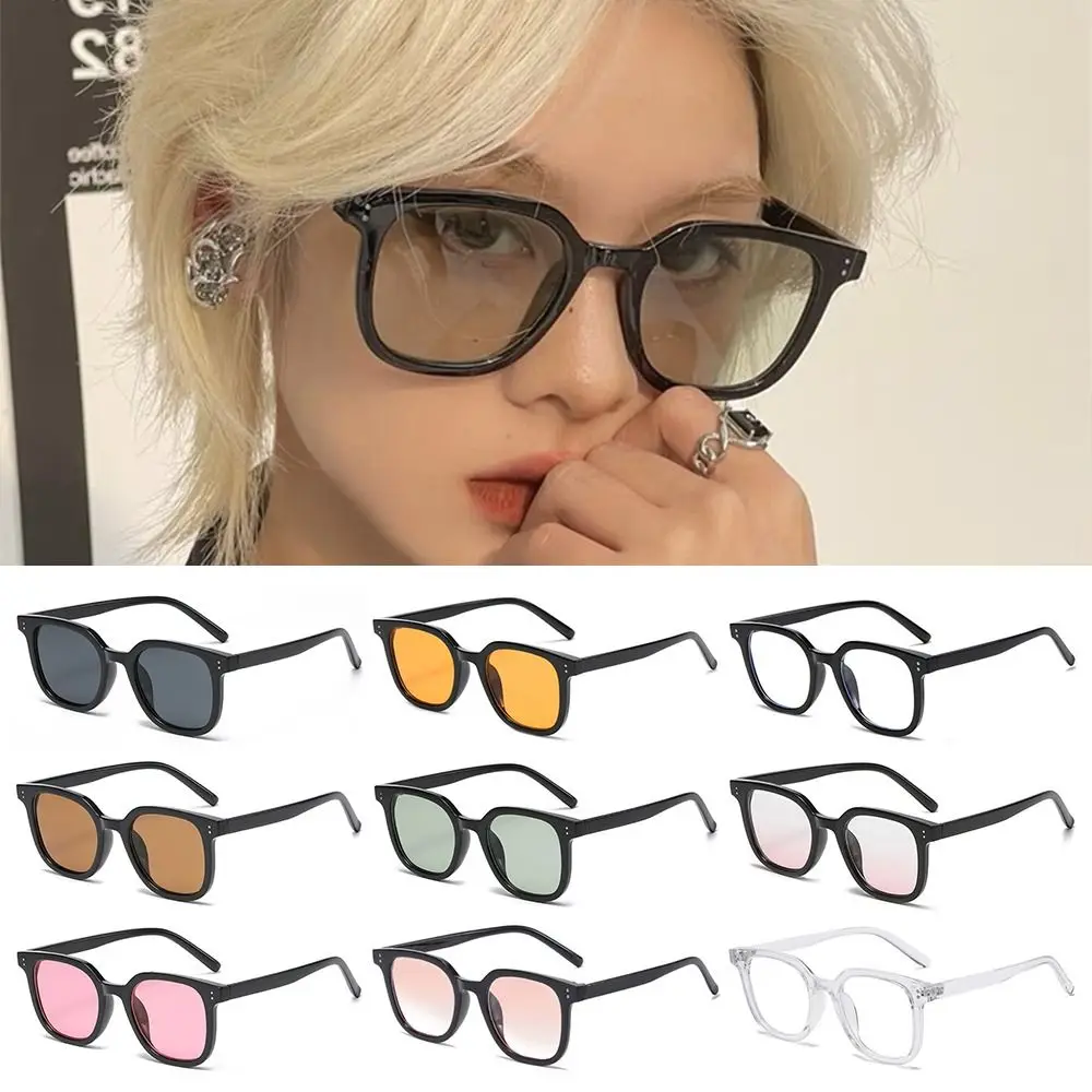 Square Gradient Blush Sunglasses No Makeup UV400 Protection Anti-Glare Shades Decorative Eyewear