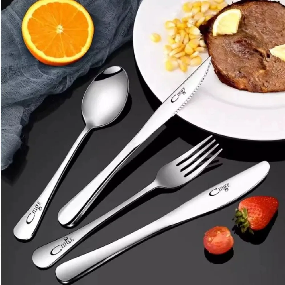 High-End Steak Knife and Fork Cutlery Set for Home Use, High-end 410 Stainless Steel Cutting Knife, Fork and Spoon 1,2,4pcs