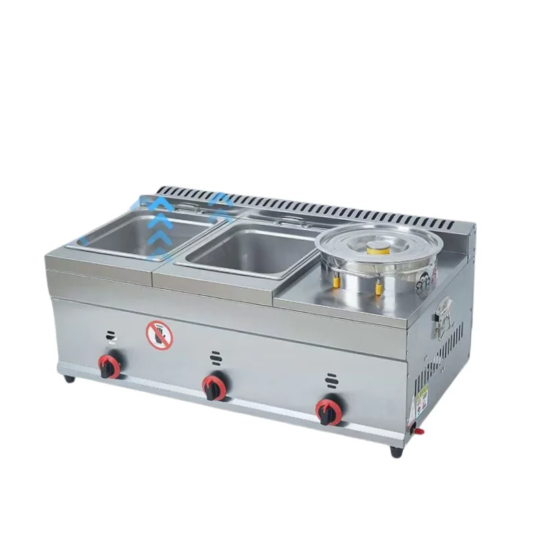 6L + 6L gas commercial fryer with smokeless and energy-saving noodle pan
