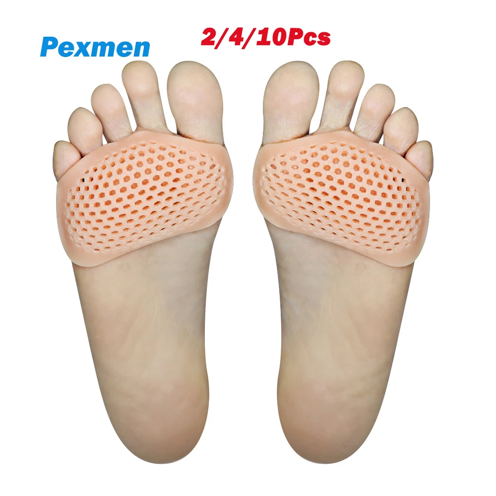 Pexmen 2/4/10Pcs Metatarsal Pads Ball of Foot Cushions for Women and Men Gel Forefoot Pads Pain Relief Mortons Neuroma Calluses