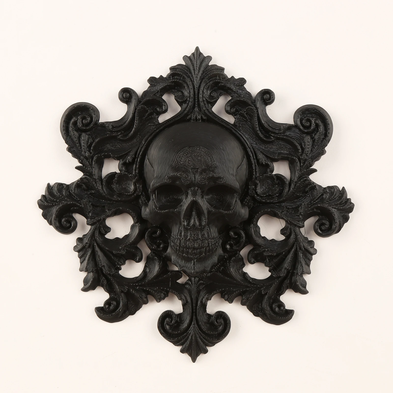 Cross-border Vintage Scroll Pattern Skull Wall Ornament, Matte Black Dark Tone Wall Decor for Retro Gothic Living Room Study Hom - view 4