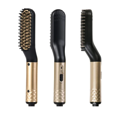 Imagen 2 del producto Peine alisador de pelo para hombres, cepillo alisador rápido de barba, herramientas de peinado, peines de alisado de hierro