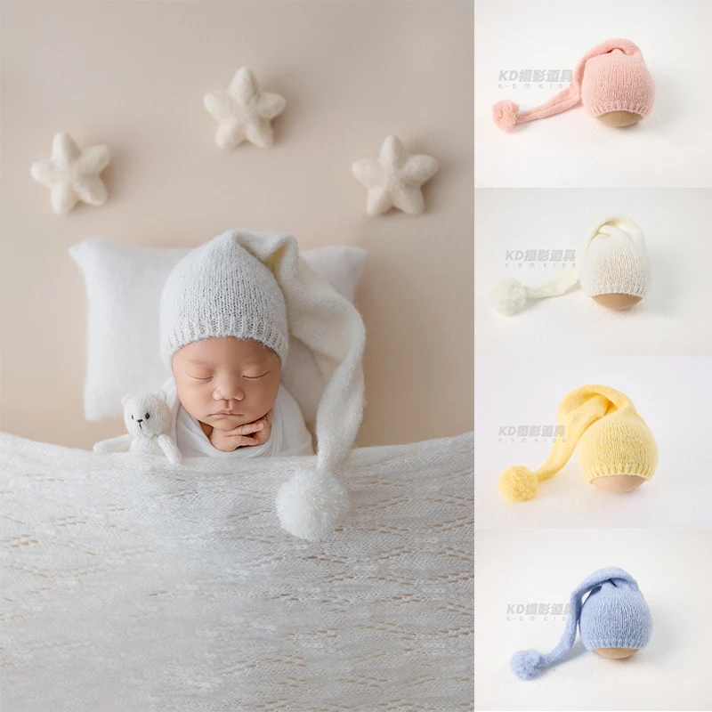

Newborn Ultra Soft Knit Pom-pom Hat Newborn Baby Photo Prop 0-1 Month Unisex Girl Boy Outfits Accessories Baby Elastic Cute Cap
