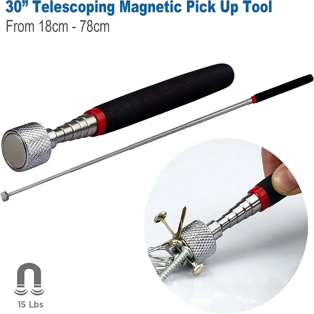 Teleskopisches magnetisches Pickup-Werkzeug, ausziehbarer Magnet-Stick-Greifer, Werkzeuge, Edelstahl-Bolzen, Schrauben, Reacher, magnetischer Nagelpflücker – Detail 1