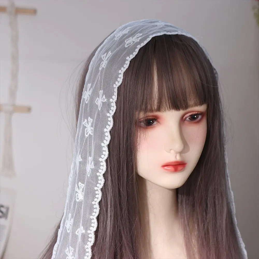 

Vintage Pastoral Style Lace Hair Scarf Soft Wrap Elegant Sweet Bow Headband Embroidery Adjustable Ribbon Hair Strap Female